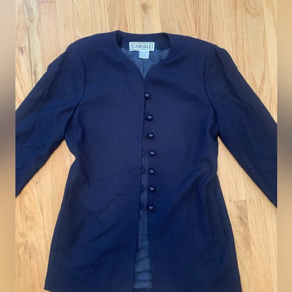 Carlisle Womens Jacket Balder 100% Wool Size S Navy blue 3/4 Sleeves - Picture 2 of 6